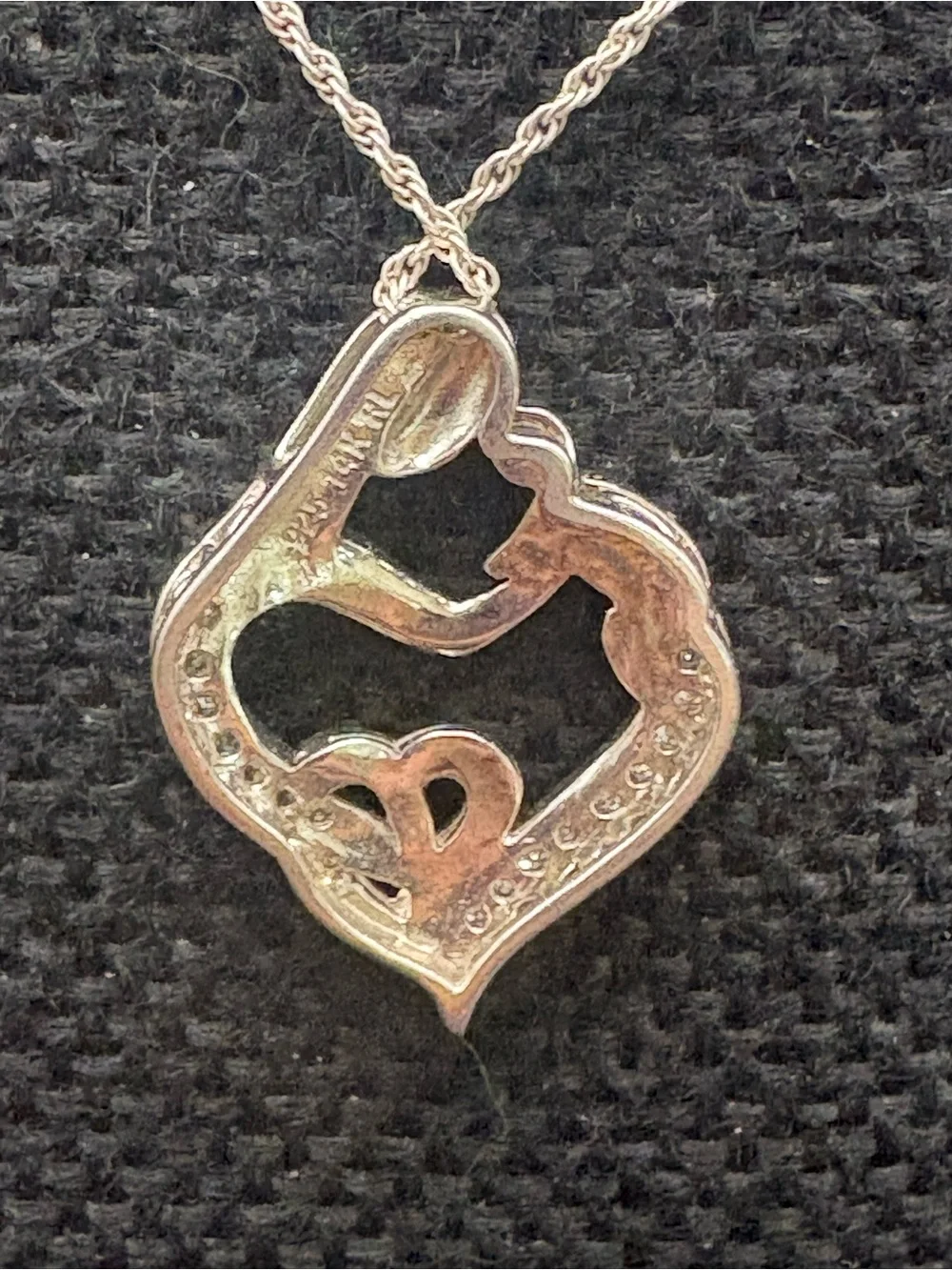 Heart Embrace Two-Tone Pendant Necklace - Silver & Gold, Mother & Child, Diamond